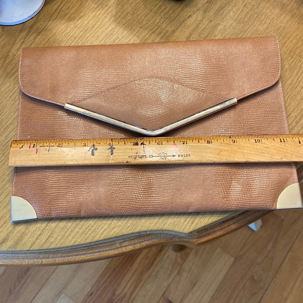 Philippe beige and gold envelope clutch purse
